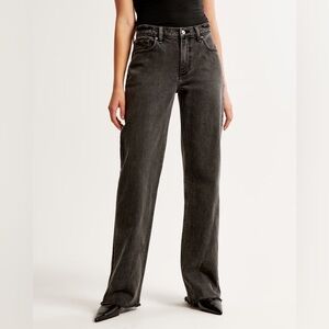Abercrombie and Fitch Low Rise Baggy Jean Black with Raw Hem size 31